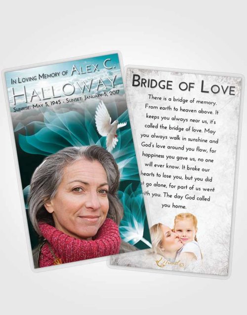 Funeral Prayer Card Template Loving Embrace Flower Peace