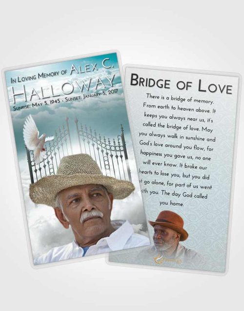 Funeral Prayer Card Template Loving Embrace Gates to Heaven