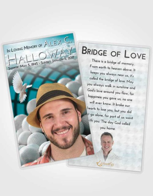 Funeral Prayer Card Template Loving Embrace Golf Tranquility
