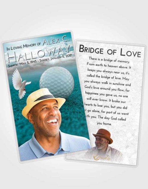 Funeral Prayer Card Template Loving Embrace Golfing Honor