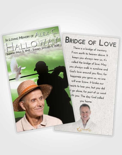 Funeral Prayer Card Template Loving Golfing Peace