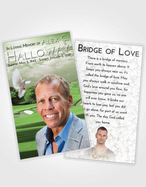 Funeral Prayer Card Template Loving Golfing Sandtrap