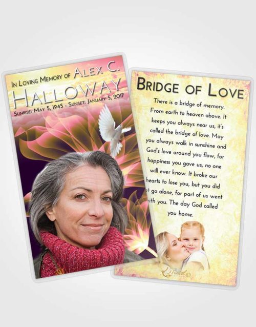 Funeral Prayer Card Template Loving Mix Flower Peace
