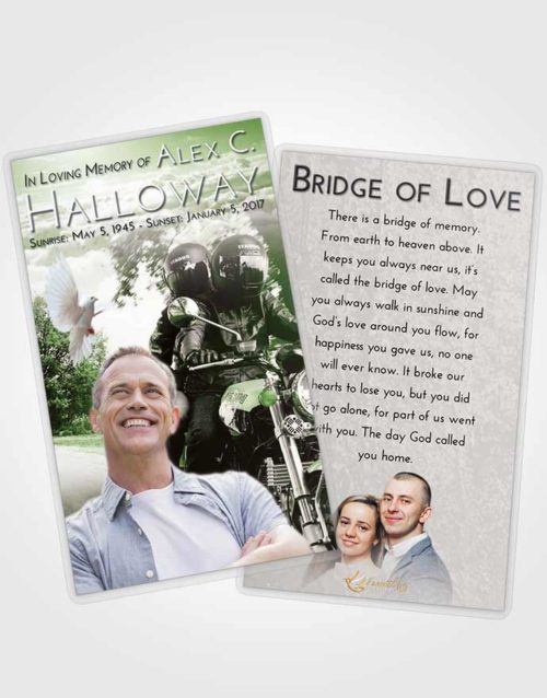Funeral Prayer Card Template Loving Motorcycle Days