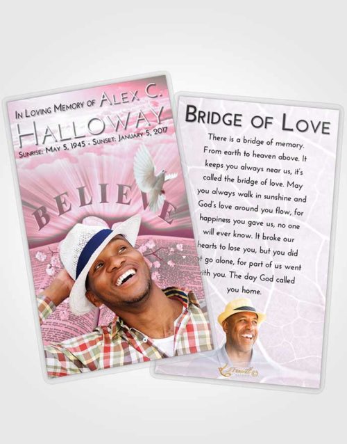 Funeral Prayer Card Template Pink Faith Bible Belief