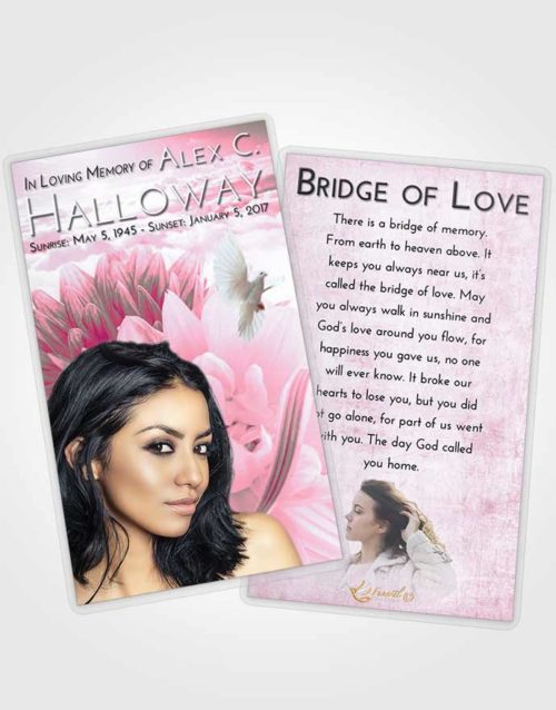 Funeral Prayer Card Template Pink Faith Floral Dream