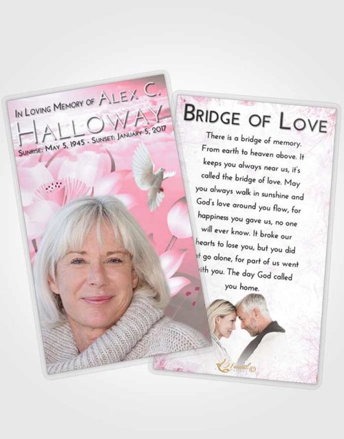 Funeral Prayer Card Template Pink Faith Floral Peace