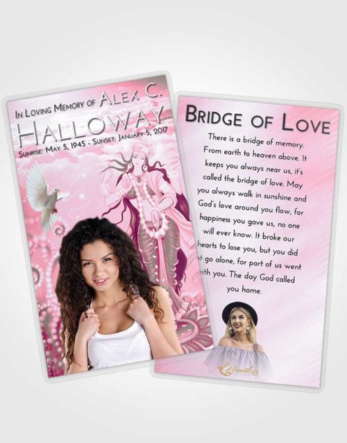 Funeral Prayer Card Template Pink Faith Lakshmi Divinity