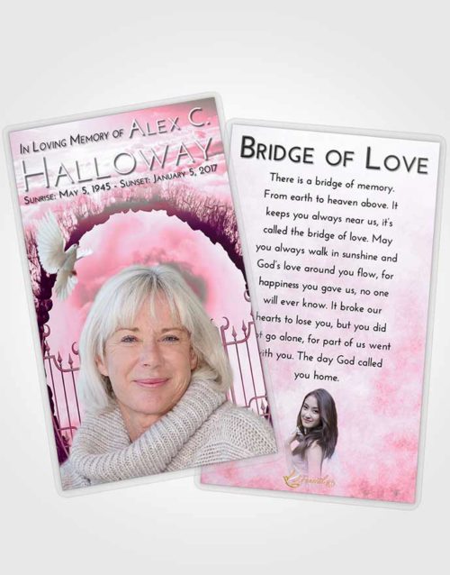 Funeral Prayer Card Template Pink Faith Mystical Gates of Heaven