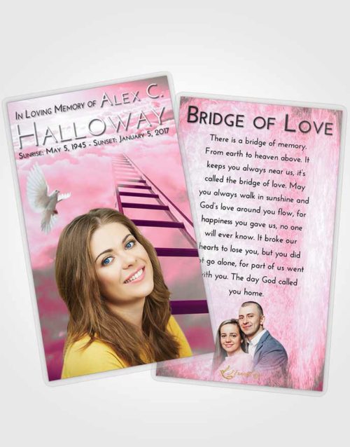 Funeral Prayer Card Template Pink Faith Stairway to Forever