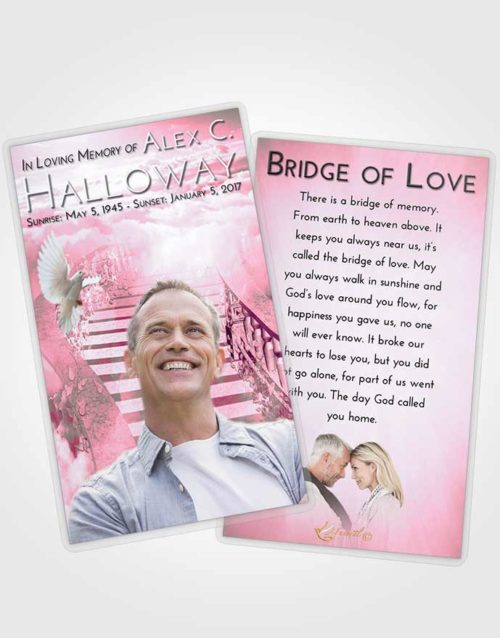 Funeral Prayer Card Template Pink Faith Stairway to Freedom