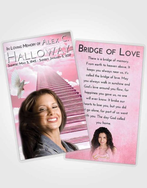 Funeral Prayer Card Template Pink Faith Steps to Heaven