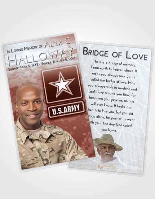 Funeral Prayer Card Template Ruby Love Army Duty