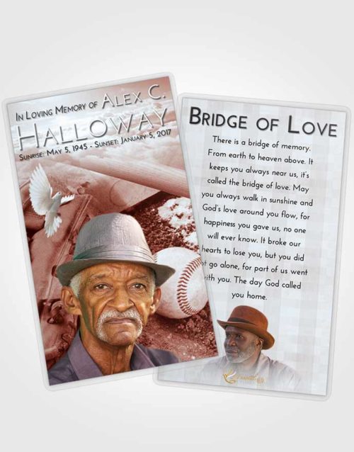 Funeral Prayer Card Template Ruby Love Baseball Peace