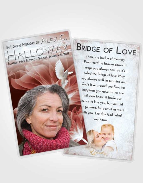 Funeral Prayer Card Template Ruby Love Flower Peace