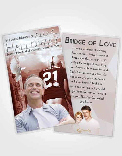 Funeral Prayer Card Template Ruby Love Football Victory