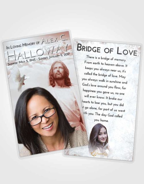 Funeral Prayer Card Template Ruby Love Jesus in the Clouds
