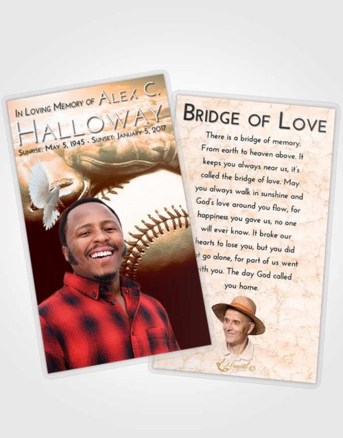Funeral Prayer Card Template Soft Dusk Baseball Life