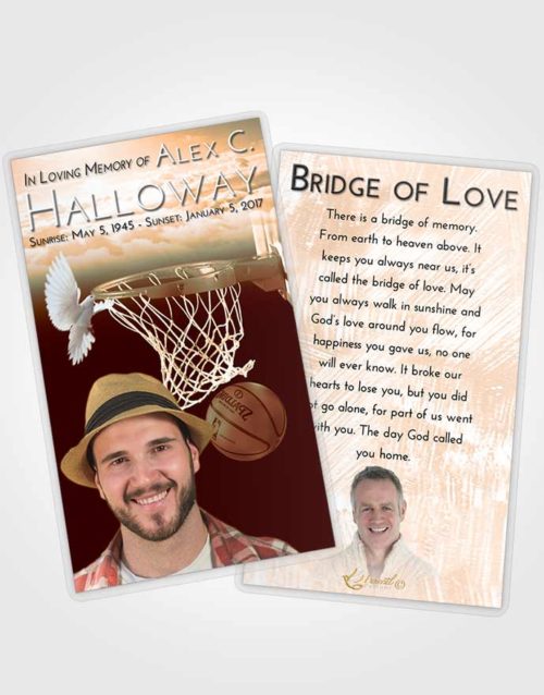 Funeral Prayer Card Template Soft Dusk Basketball Journey