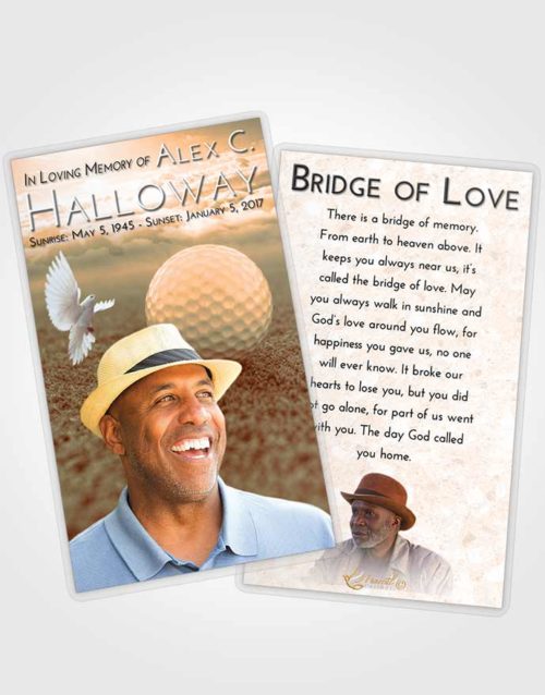 Funeral Prayer Card Template Soft Dusk Golfing Honor