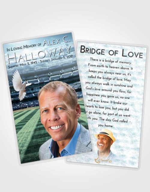 Funeral Prayer Card Template Soft Emerald Love Baseball Serenity