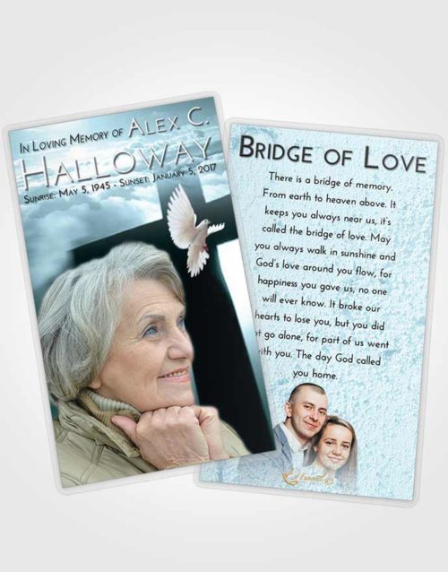 Funeral Prayer Card Template Soft Emerald Love Faith in the Cross