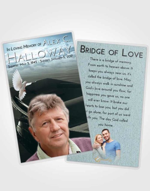 Funeral Prayer Card Template Soft Emerald Love Fishing Boat