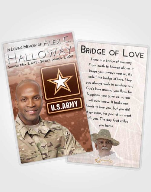 Funeral Prayer Card Template Strawberry Love Army Duty