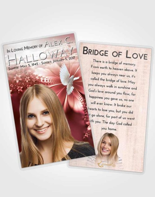 Funeral Prayer Card Template Strawberry Love Floral Lust