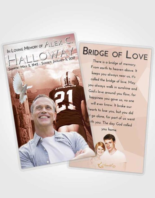Funeral Prayer Card Template Strawberry Love Football Victory