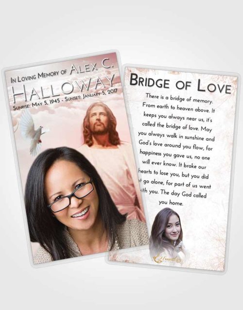 Funeral Prayer Card Template Strawberry Love Jesus in the Clouds
