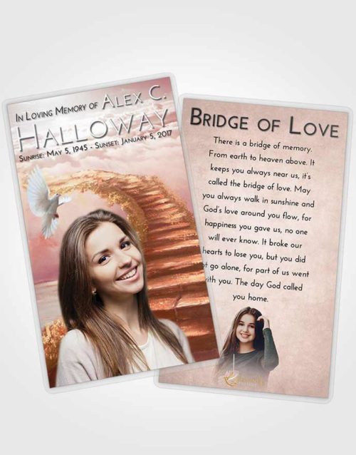 Funeral Prayer Card Template Strawberry Love Stairway Above