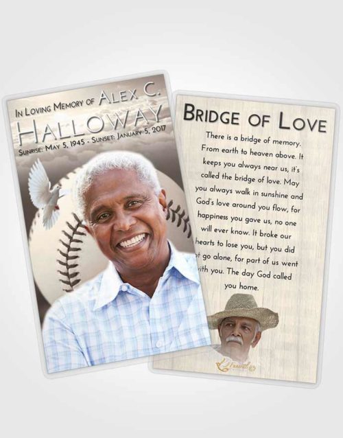 Funeral Prayer Card Template Tranquil Baseball Victory