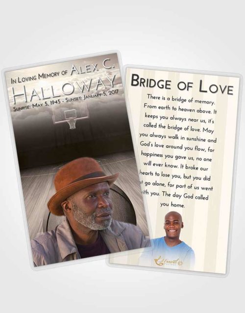 Funeral Prayer Card Template Tranquil Basketball Dreams