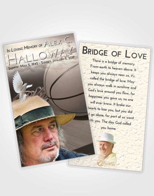 Funeral Prayer Card Template Tranquil Basketball Peace
