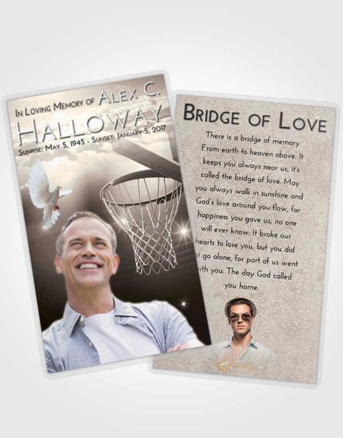Funeral Prayer Card Template Tranquil Basketball Pride