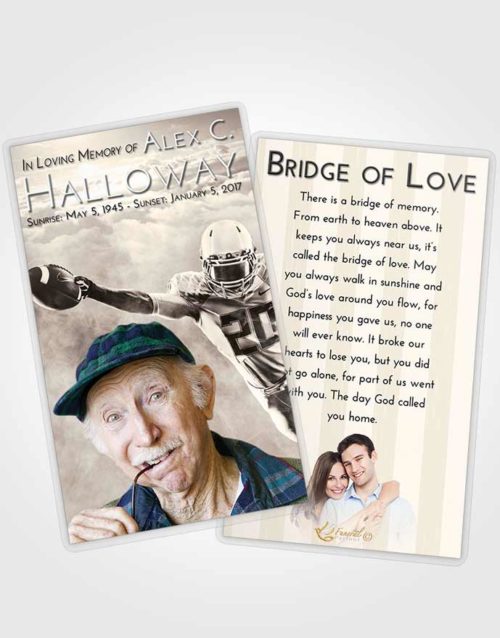Funeral Prayer Card Template Tranquil Football Honor