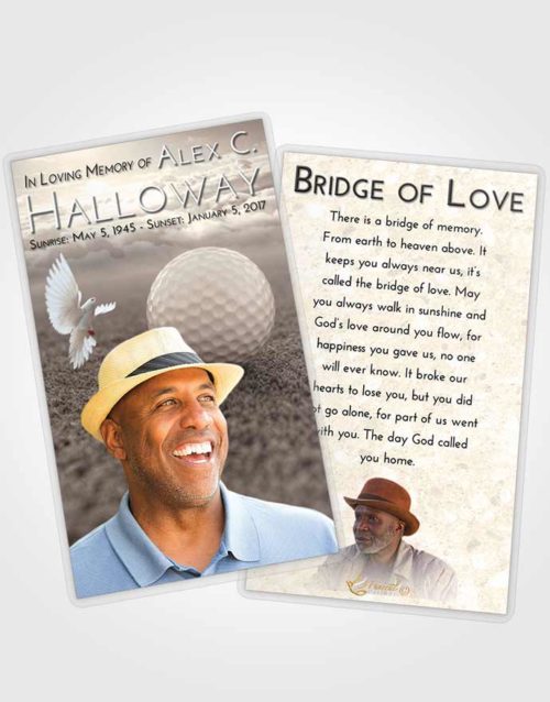 Funeral Prayer Card Template Tranquil Golfing Honor
