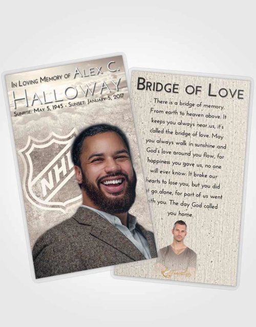 Funeral Prayer Card Template Tranquil Hockey Tranquility