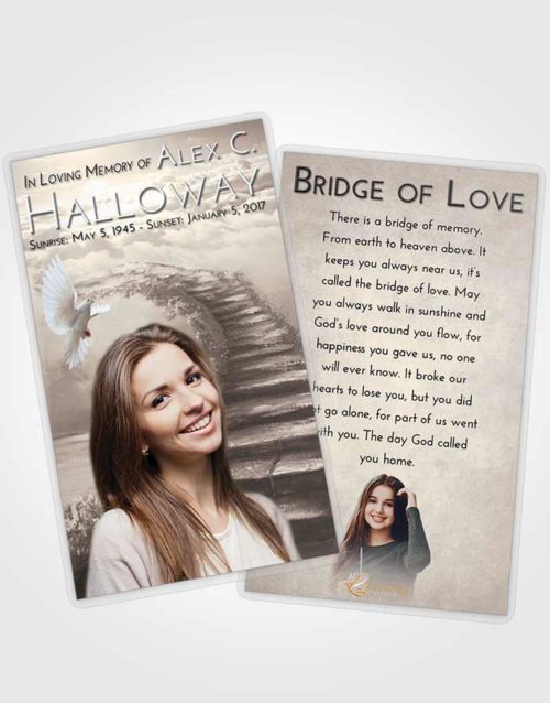 Funeral Prayer Card Template Tranquil Stairway Above