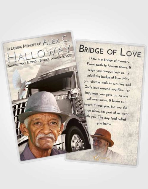 Funeral Prayer Card Template Tranquil Trucker Hours