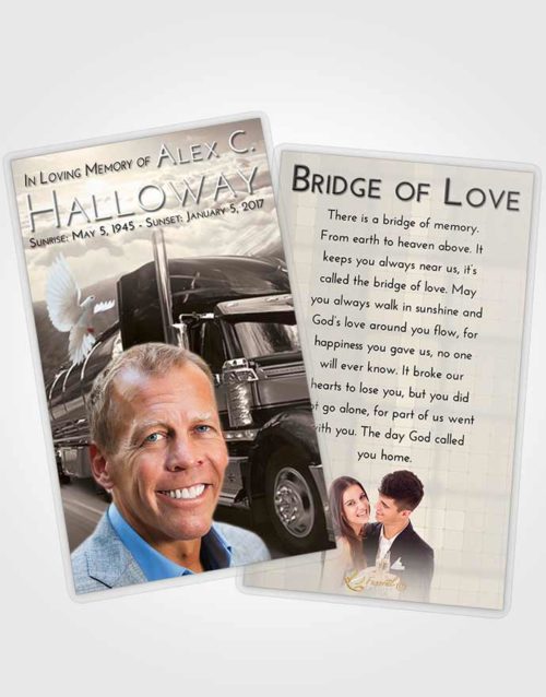 Funeral Prayer Card Template Tranquil Trucker Life