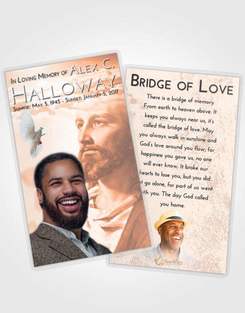 Funeral Prayer Card Template Vintage Love Gaze of Jesus
