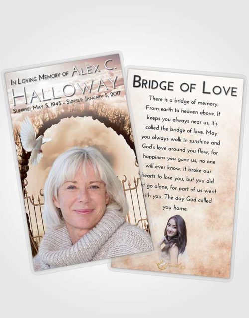 Funeral Prayer Card Template Vintage Love Mystical Gates of Heaven