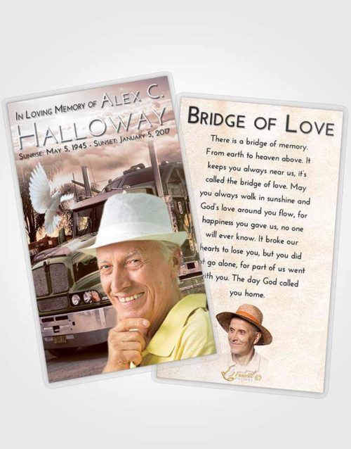 Funeral Prayer Card Template Vintage Love Trucker Days
