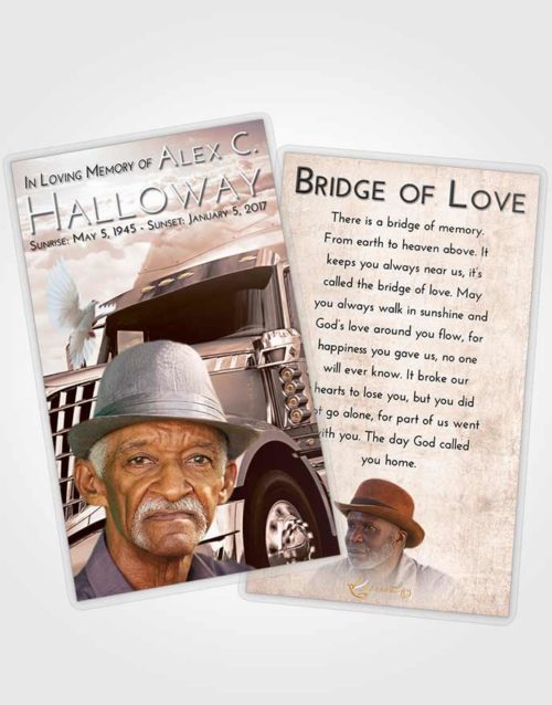 Funeral Prayer Card Template Vintage Love Trucker Hours