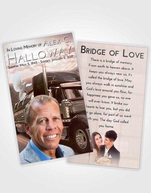 Funeral Prayer Card Template Vintage Love Trucker Life
