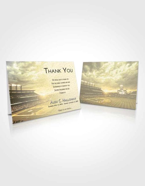 Funeral Thank You Card Template At Dusk Baseball Stadium