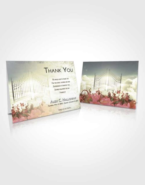 Funeral Thank You Card Template At Dusk Flowery Gates to Heaven