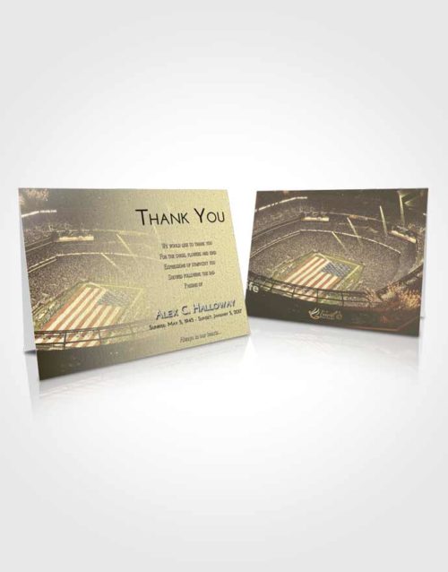 Funeral Thank You Card Template At Dusk Football Stadium